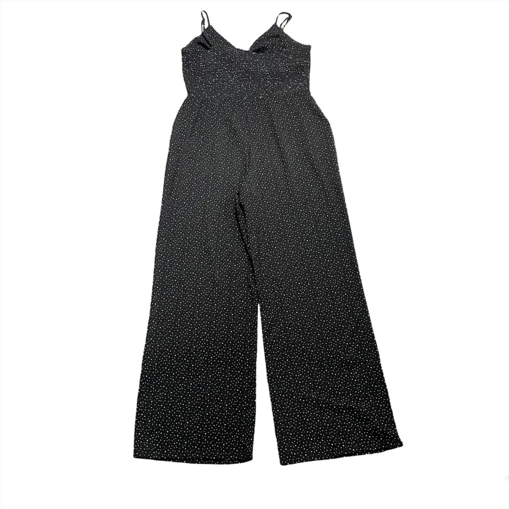 Allison Joy Smocked Spaghetti Strap Sleeveless Polka Dot Jumpsuit Romper Large - Picture 2 of 6